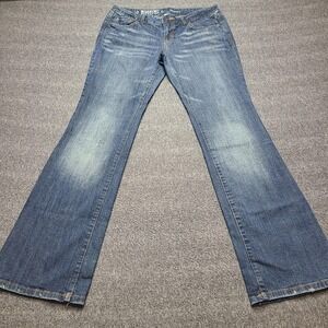 Mossimo Supply Co Jeans Womens 11R Blue Bootcut Stretch Denim Faded Distressed